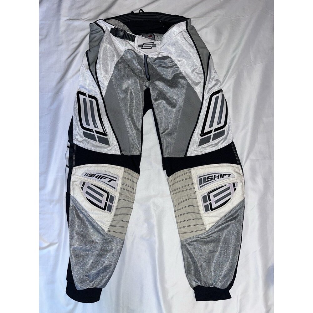 Shift MX Pants Men's Size 34 White Gray Black Motocross Motorcycle Riding Pant